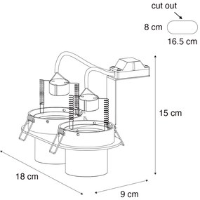 Комплект от 6 вградени спота бели GU10 50mm 2-Light - Installa
