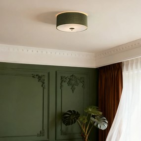 Ръстикална таванна лампа зелена 30 см - Drum Jute