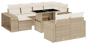 3274581 vidaXL Градински диван с възглавници, 11 части, бежов полиратан