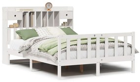 3321736 vidaXL Легло с етажерка за книги, без матрак, 140x190 см, бор масив