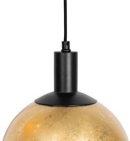 Дизайнерски висящ аплик черен със златно стъкло 3-светлина - Bert