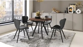 АЛМО Дъб Кафяв/черни крака - КРЪГЛА РАЗТЕГАТЕЛНА МАСА С Y-ОБРАЗНИ КРАКА В ЛОФТ/ИНДУСТРИАЛЕН СТИЛ ЗА ХОЛ ИЛИ ТРАПЕЗАРИЯ