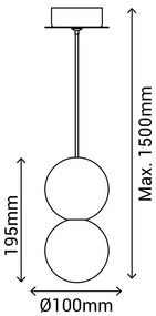 Сиво висящо осветително тяло, височина 150 cm Creta - SULION