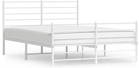 352388 vidaXL Метална рамка за легло с горна и долна табла, бяла, 150x200 см