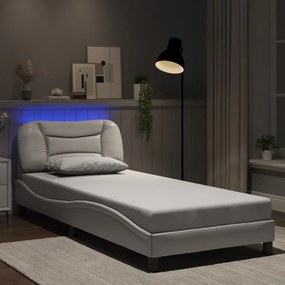 3213907 vidaXL Рамка за легло с LED без матрак Hvar бяла 90x200 см
