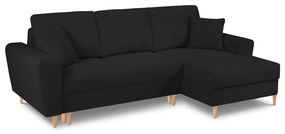 Черен разтегателен ъглов диван с място за съхранение от прежда с примки от букле (десен ъгъл) Kyoto – Cosmopolitan Design