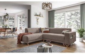 Кафяв разтегателен/с място за съхранение ъглов диван (ляв ъгъл/L форма) Classy Sophie – Miuform