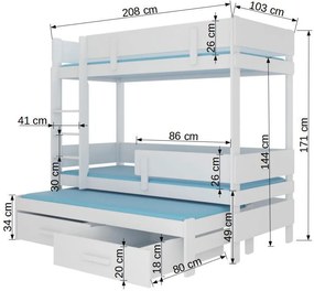 Двуетажно легло Kiruna-Leuko Fusiko-200 x 90