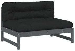 825732 vidaXL Среден диван, сив, 120x80 см, борово дърво масив