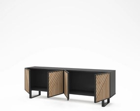 Черно-естествена маса за телевизор от декор от дъб 161x55x35 cm Alana – Marckeric