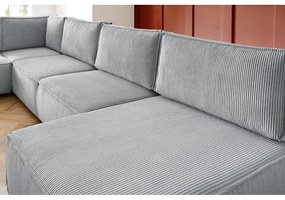 Светлосив велурен променлив U-образен ъглов диван Nihad modular - Bobochic Paris