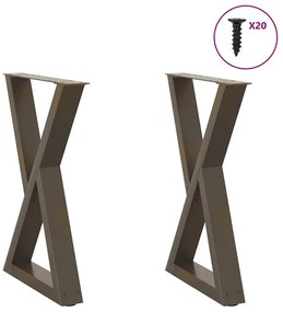 4012723 vidaXL Крака за трапезна маса, 2 бр., естествена стомана, 60 x (72-73,3) см, стомана