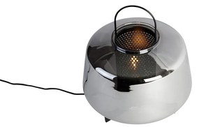 Ар Деко настолна лампа черна с опушено стъкло 30 см - Kevin