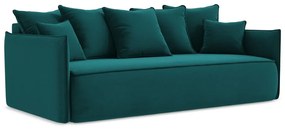 Тюркоазен кадифен разтегателен диван с място за съхранение 225 cm Hula – Makamii