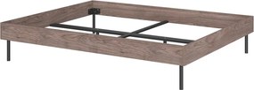 Двойно легло 200x200 cm ПДЧ от декор от орех без табла с включена подматрачна рамка в тъмно естествен цвят Streiko – noo.ma