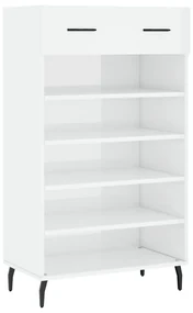 829630 vidaXL Шкаф за обувки, бял гланц, 60x35x105 см, инженерно дърво