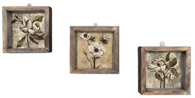 Комплект от 3 винтидж картини за стена, 15 x 15 cm - Evila Originals
