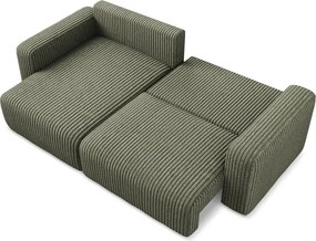 Зелен сгъваем/с място за съхранение ъглов диван от рипсено кадифе (ляв ъгъл) Kona – Makamii