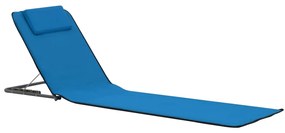 44327 vidaXL Сгъваеми плажни постелки, 2 бр, стомана и плат, сини