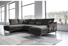 Тъмносив разтегателен ъглов диван (ляв ъгъл/"U" форма) Charming Charlie – Miuform