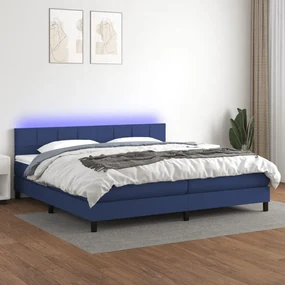 3133187 vidaXL Боксспринг легло с матрак и LED, синя, 200x200 см, плат