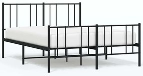 352501 vidaXL Метална рамка за легло с горна и долна табла, черна, 160x200 см