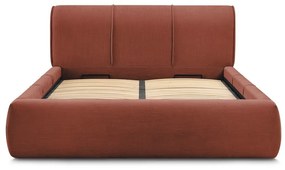 Оранжево тапицирано двойно легло с място за съхранение с решетка 160x200 cm Vernon - Bobochic Paris