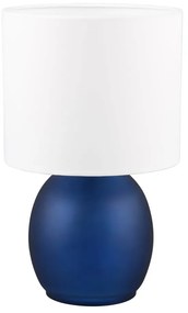 Бяла и синя настолна лампа с текстилен абажур (височина 29 cm) Vela - Trio