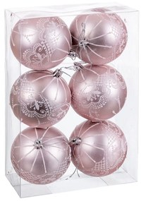 Коледни топки Розов Пластмаса 8 cm (6 броя)