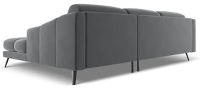 Сив кадифен ъглов диван (десен ъгъл) Nalu – Makamii