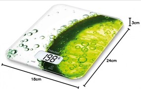 Кухненска везна Beurer KS 19 Fresh, До 5 кг, ТАРА, Сензорно управление, LCD, Стъкло, Ултратънка, Зелен