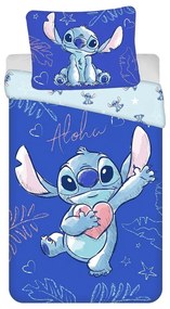 Синьо единично памучно детско спално бельо 140x200 cm Lilo &amp; Stitch "Aloha" – Jerry Fabrics