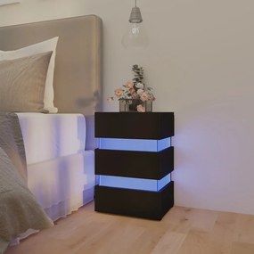 Sonata H Нощно шкафче с LED, черно, 45x35x67 см, инженерно дърво