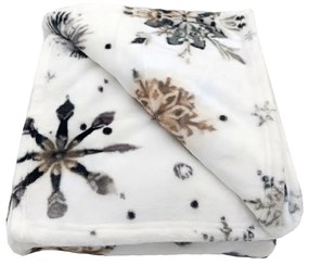 Бяло одеяло с коледен мотив от микроплюш 150x200 cm Nord Flake – My House