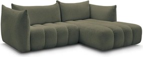 Зелен ъглов диван от прежда с примки от букле (десен ъгъл) Azra – Bobochic Paris