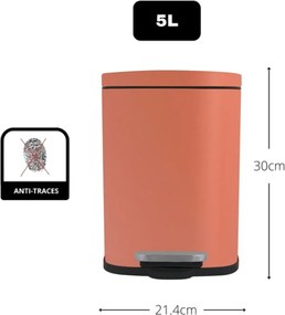 Теракотено стоманено кошче за боклук с педал 5 l Akira – Spirella