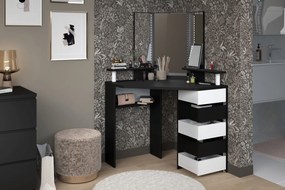 Ъглова Тоалетна масичка Beauty с огледало-Black - white