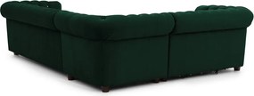 Зелен кадифен разтегателен ъглов диван (ляв ъгъл L форма) York Blik – Ropez