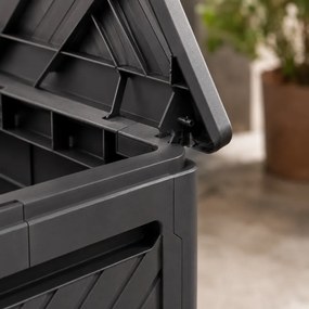 Градинска кутия за съхранение 120 л, антрацит, с капак – 56 x 56 x 44 см