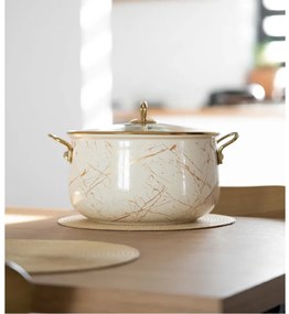 Тенджера Goldmann GM 8017-22B, 22x14см, 5 литра, Златни титаниеви дръжки, Индукция, Златист/Мрамор