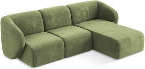 Зелен шенилов ъглов диван (десен ъгъл) Lani – Makamii