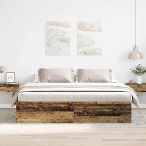 3328869 vidaXL Рамка за легло без матрак Старо дърво 200x200cm Инженерно дърво