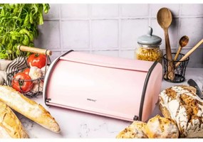 Кутия за хляб Kinghoff KH 1868, 44 см, Плавно отваряне и затваряне, Стомана, Розов