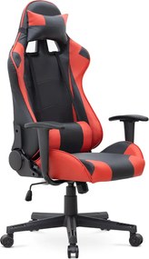Офис игрално столче Alonso от PU кожа в червен - черен цвят 67x70x125/135см.