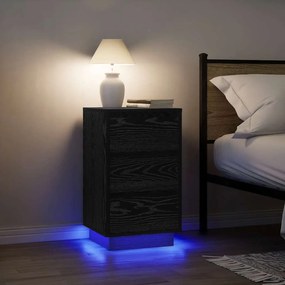 861302 vidaXL Нощно шкафче с LED осветление черно 38x34x65 cm