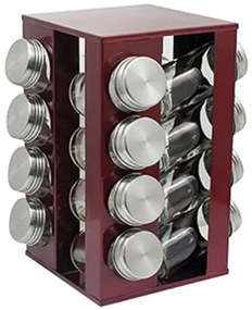 Бурканчета за подправки на стойка ZEPHYR ZP 1217 CS16, 16 бр. бурканчета, 4 нива, Въртяща се основа, Червен