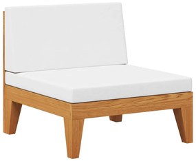 312150 vidaXL Модулен среден диван с кремавобели възглавници, акация масив