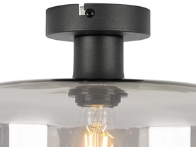 Таванна лампа в стил Арт Деко черна с димно стъкло - Bizle