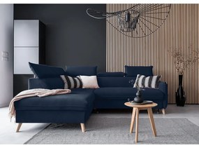 Тъмносин кадифен ъглов диван (ляв ъгъл) Sweet Harmony - Miuform