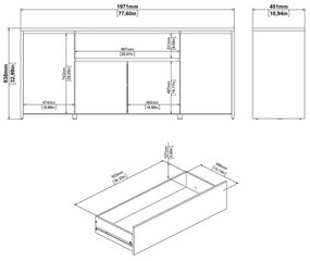 Скрин от дъбов декор в бял и естествен цвят 197x84x48 cm Next – Tvilum